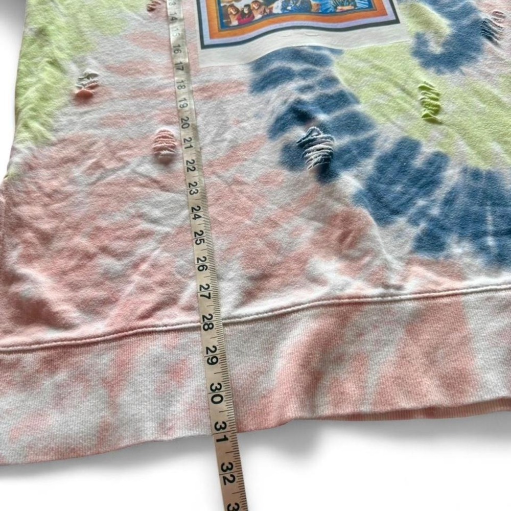 Grateful Dead Band pastel tie-dye upcycled distressed sweatshirt Ladies XL - Picture 5 of 6
